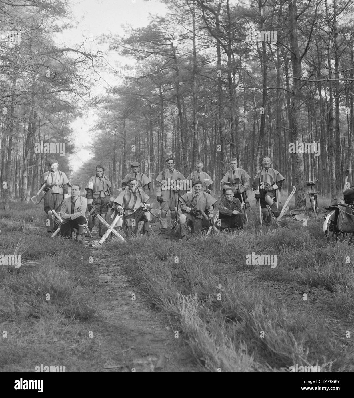forests, workers, tools, group photos Date: undated Keywords: workers, forests, tools, group photos Stock Photo