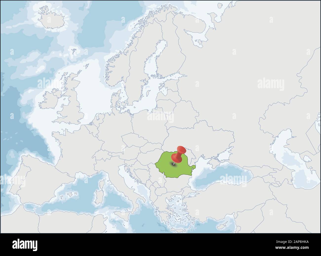 Vector Illustration Of Romania Location On Europe Map Stock Vector Image Art Alamy