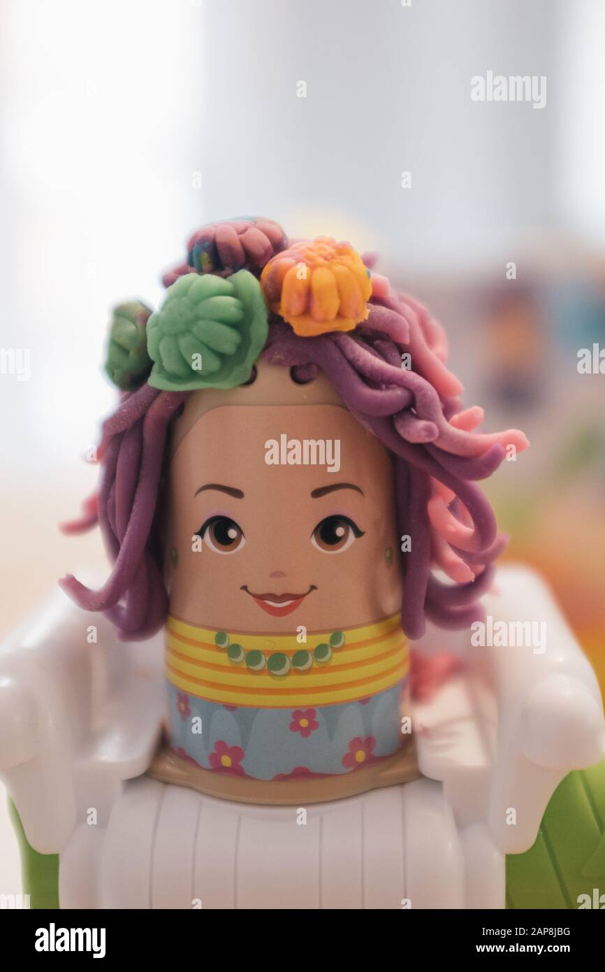 Hairdresser's plasticine toy close up still Stock Photo