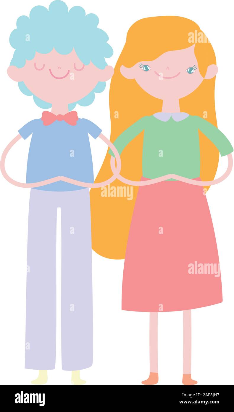 happy valentines day, cute young couple together romance vector ...