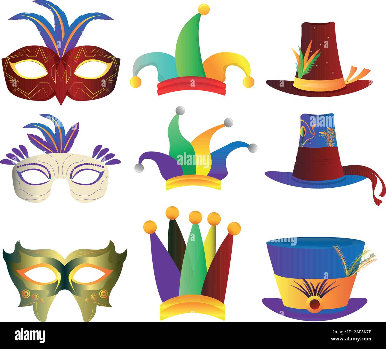Set of mardi gras icons Stock Vector Image & Art - Alamy