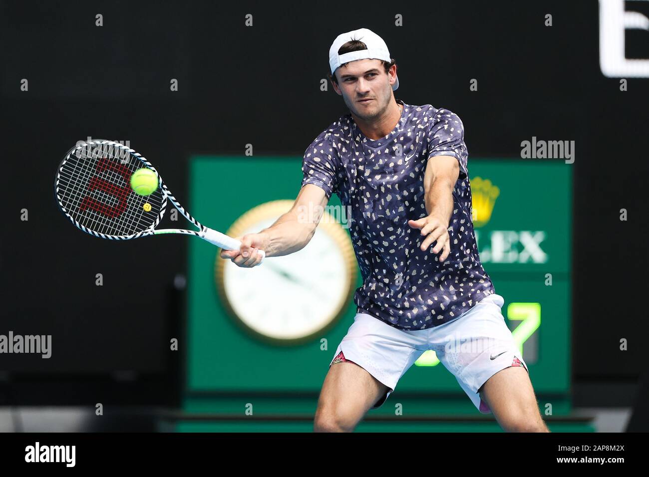 Melbourne, Australia. 22nd Jan, 2019. Tommy Paul of USA plays a forehand  during the second round