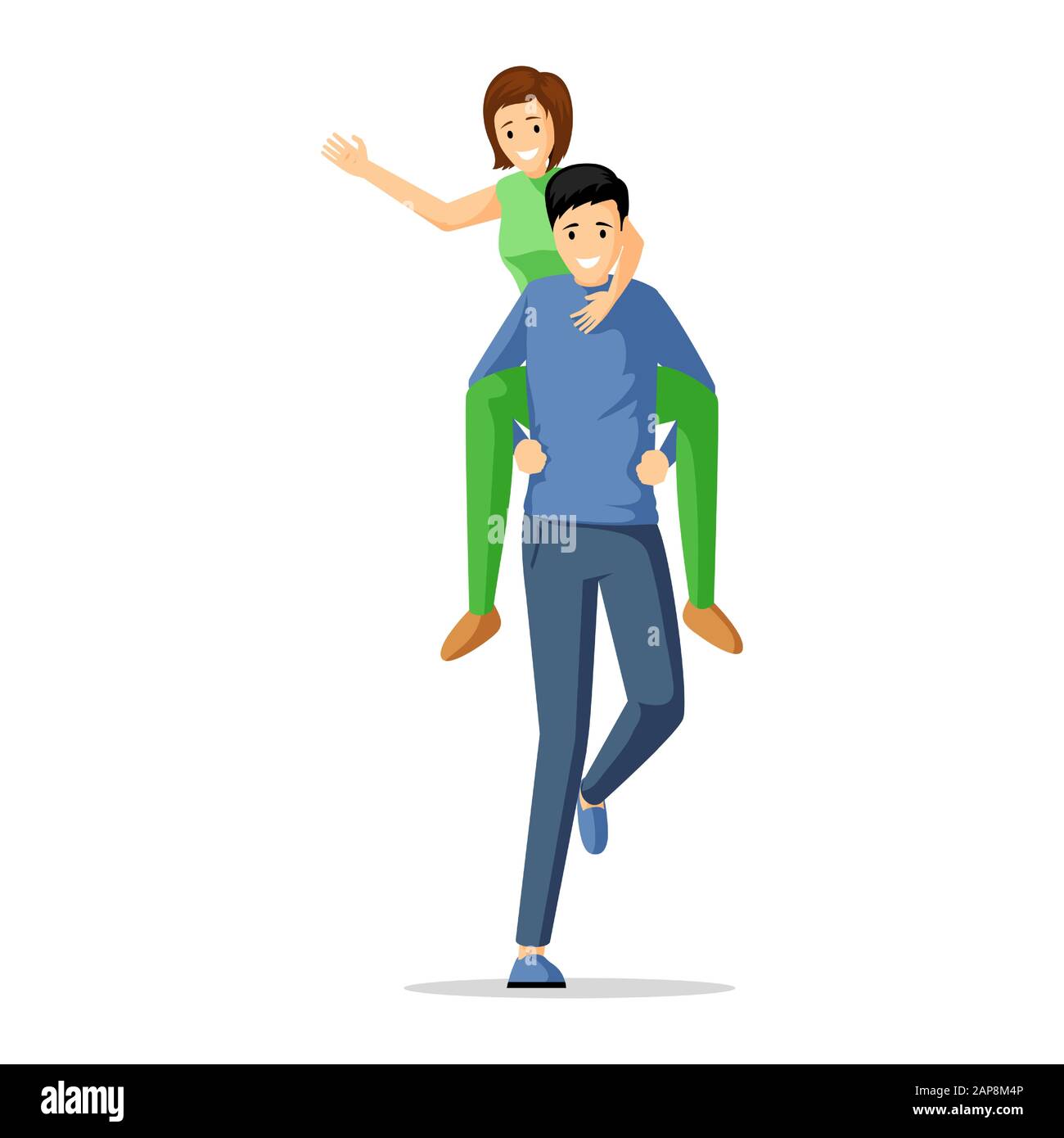 Couple having fun flat vector illustration. Cheerful young man and woman  spend time together cartoon characters. Boyfriend carrying girlfriend,  piggyback ride, romantic relationship, friendship Stock Vector Image & Art  - Alamy