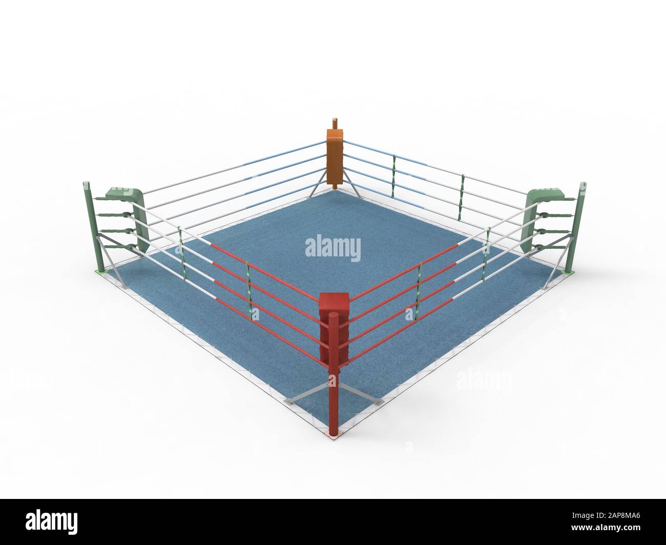3D rendering of a boxing ring isolated in a white empty space Stock Photo