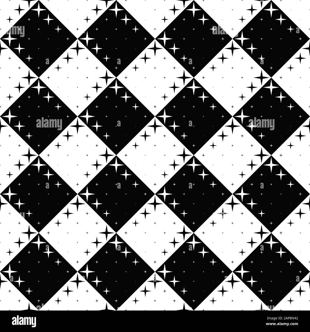 Geometrical seamless star pattern background - abstract black and white ...