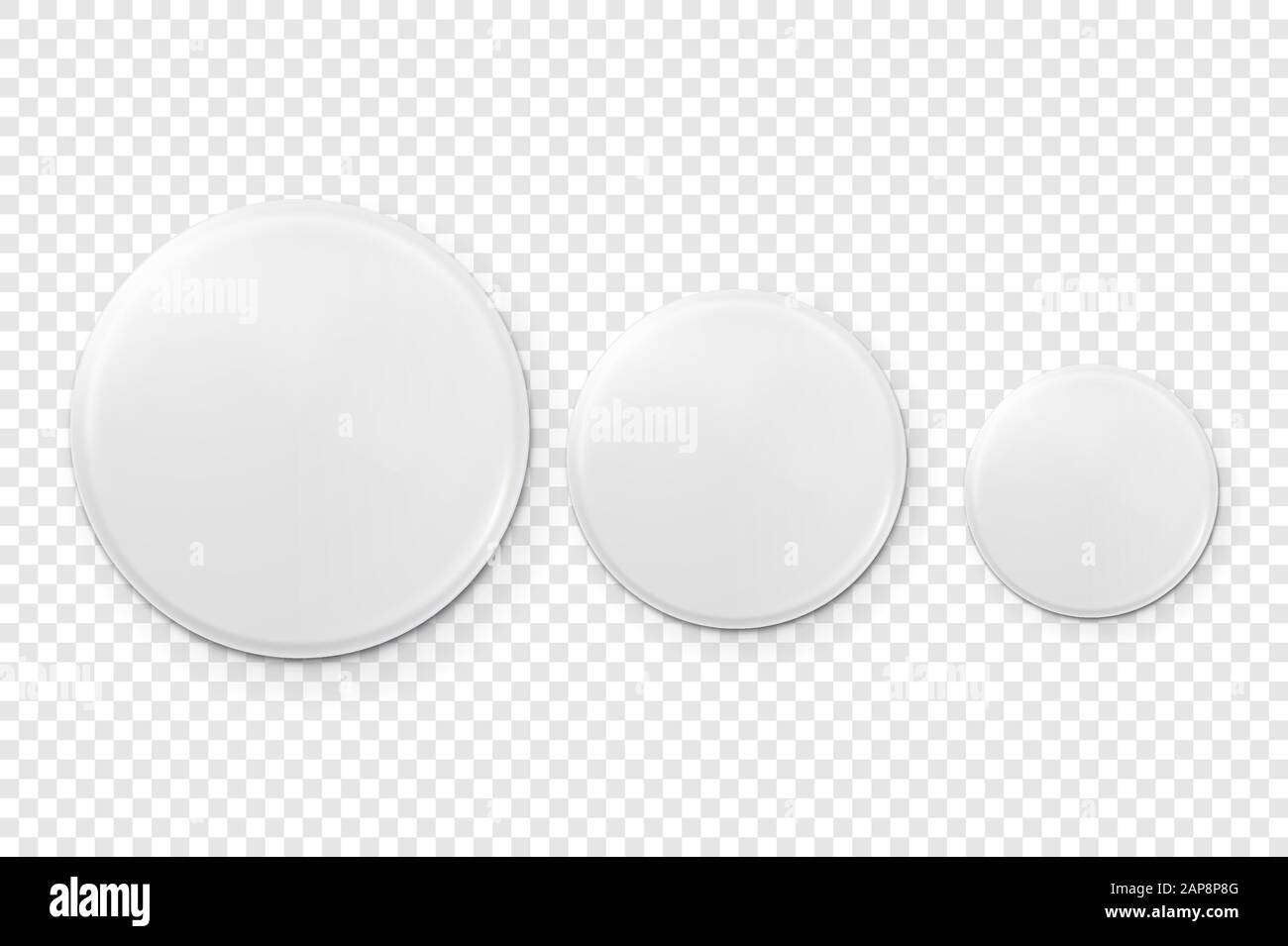 Vector 3d Realistic Metal or Plastic Blank Button Badge Icon Set ...