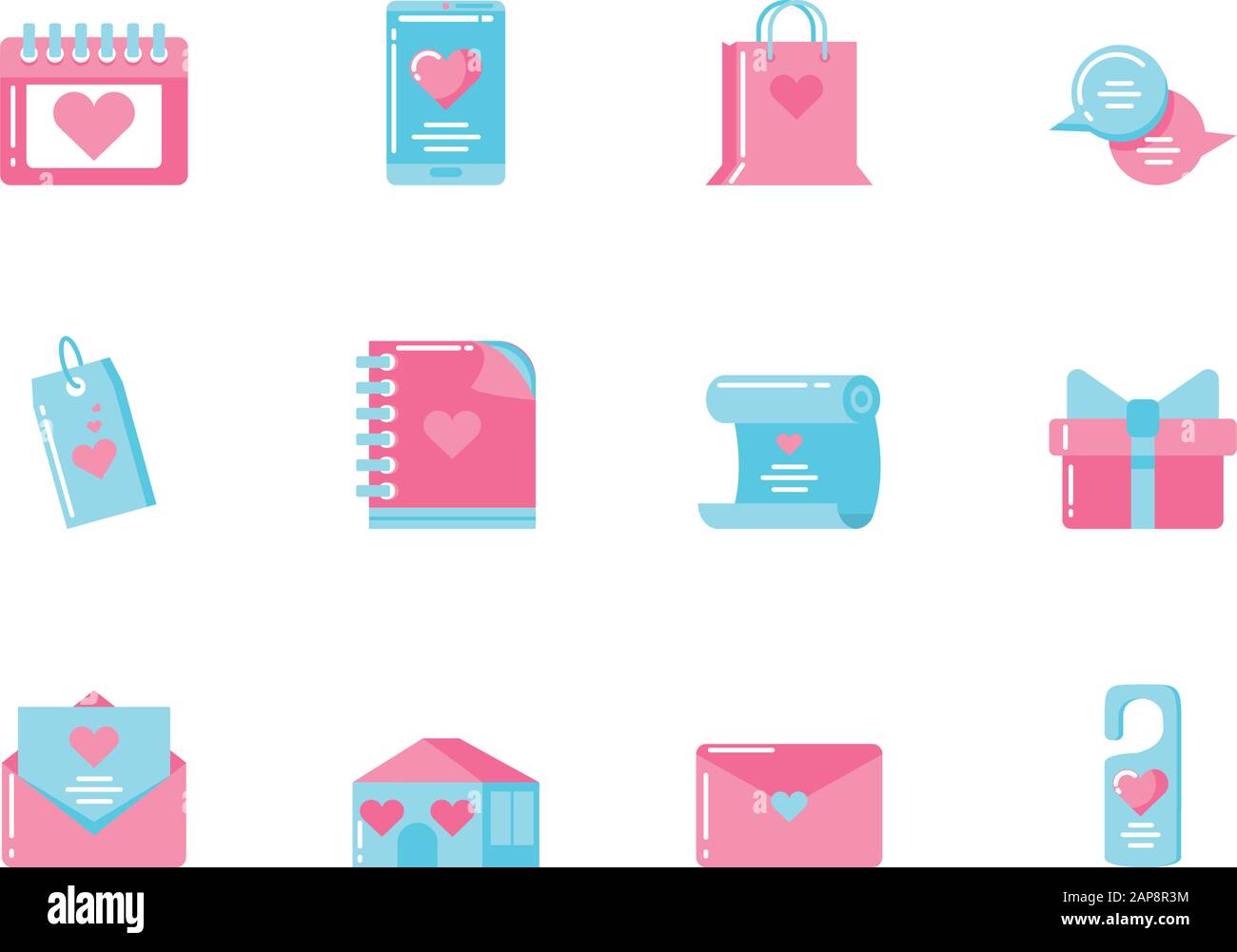 Icon set design of Love valentines day wedding passion romantic ...
