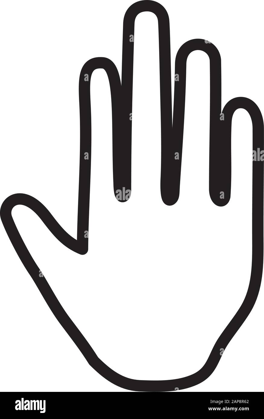 human hand showing five fingers stop gesture icon vector illustration Stock Vector