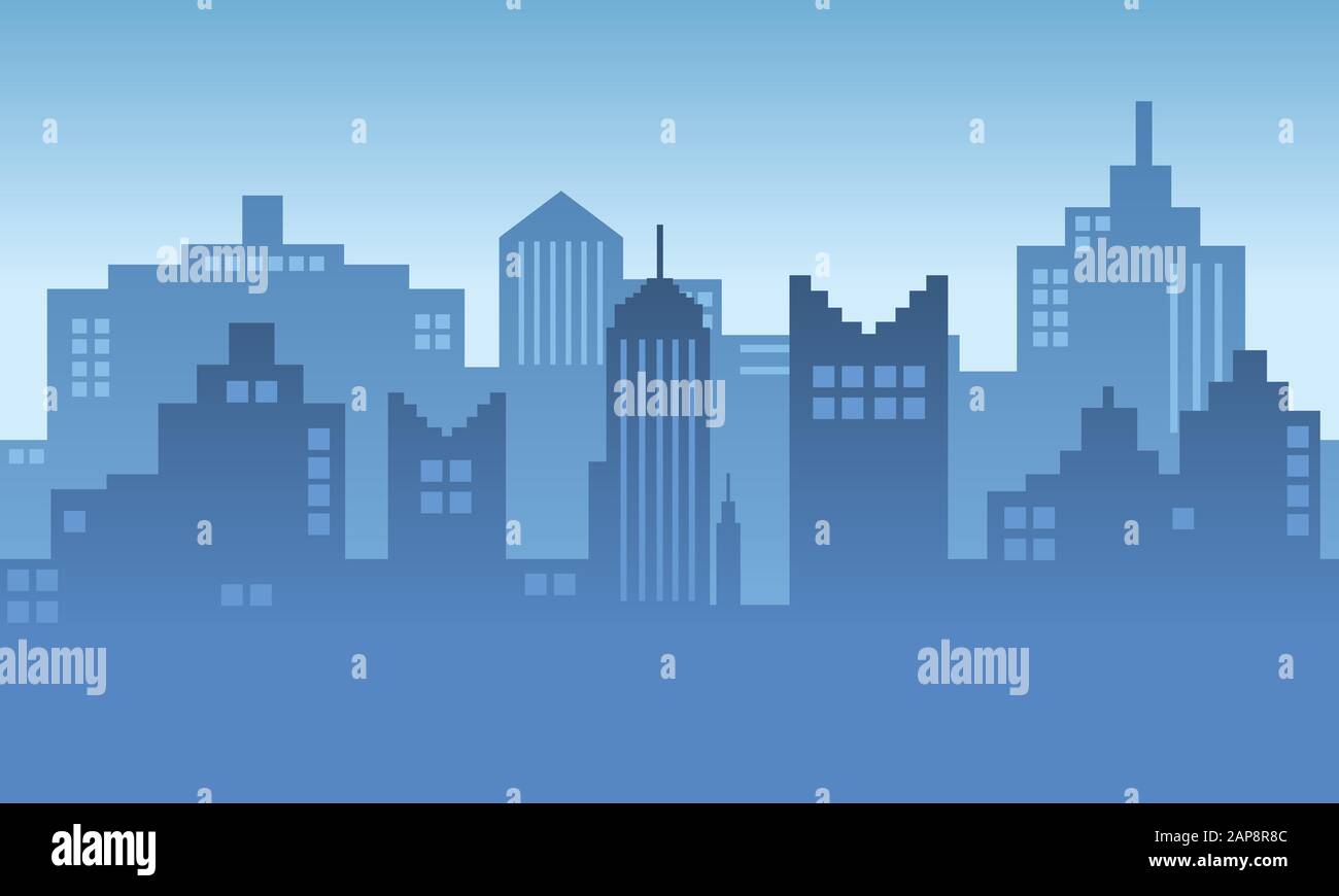 City silhouette in the morning with lots of windows Stock Vector Image ...