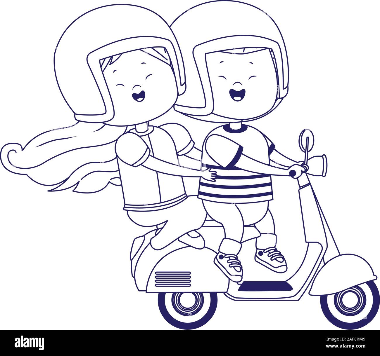 Boy and cheap girl motorcycle