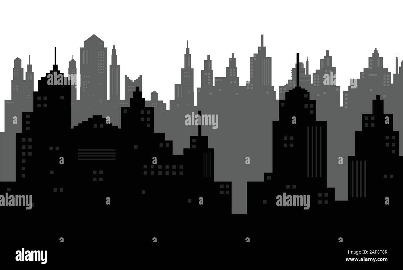City Landscape Silhouette In Black And White Stock Vector Image Art Alamy