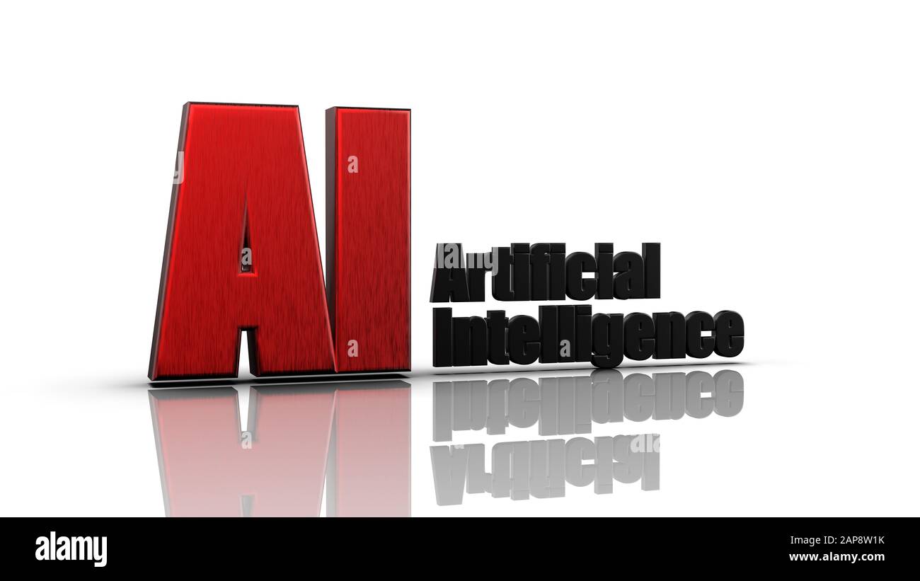 The 3d rendering of 3D AI Wording with white background Stock Photo