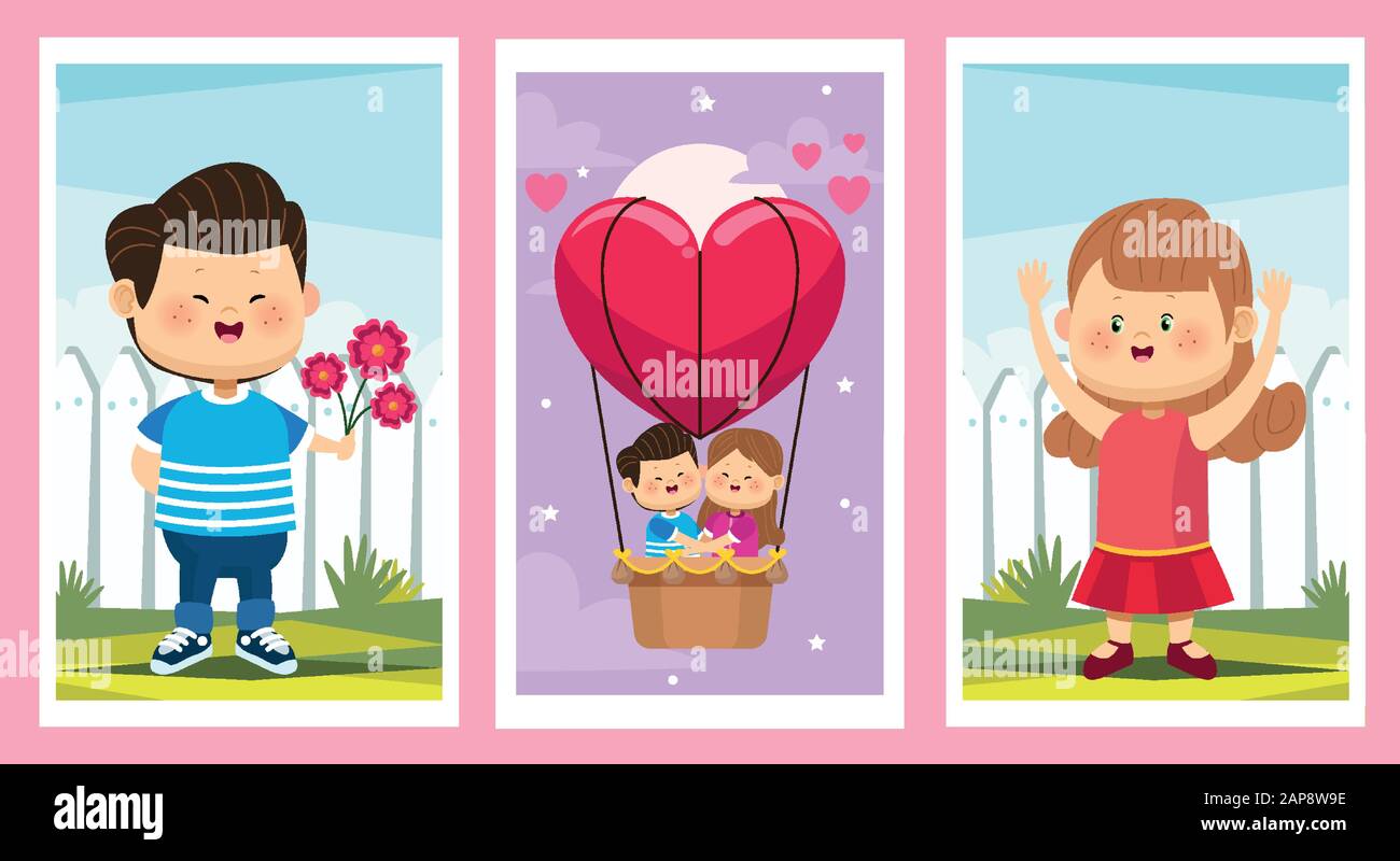 cute little kids couples group characters Stock Vector Image & Art - Alamy