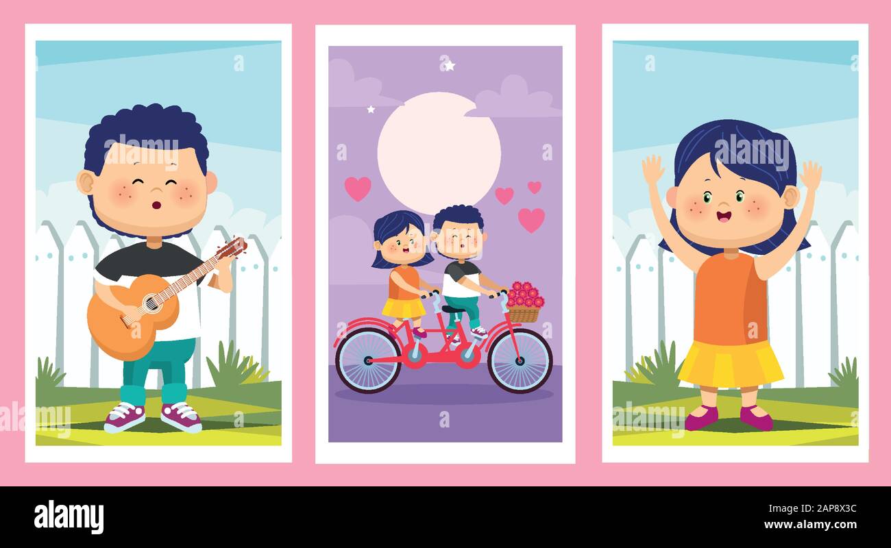 cute little kids couples group characters Stock Vector Image & Art - Alamy