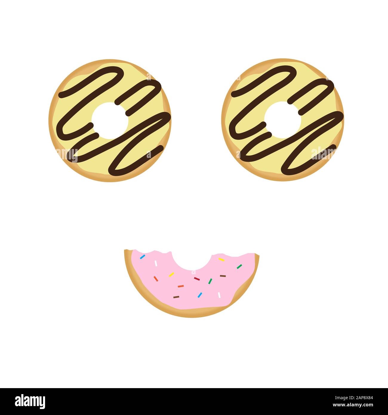 Vector illustration doughnut with smiley face emotion Stock Vector