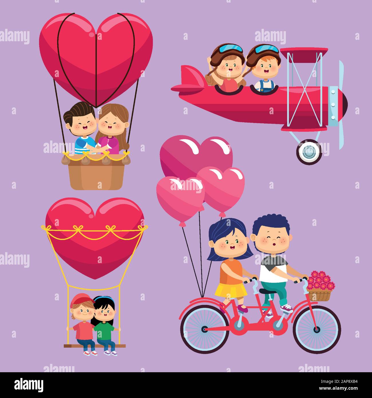 cute little kids couples group characters Stock Vector Image & Art - Alamy