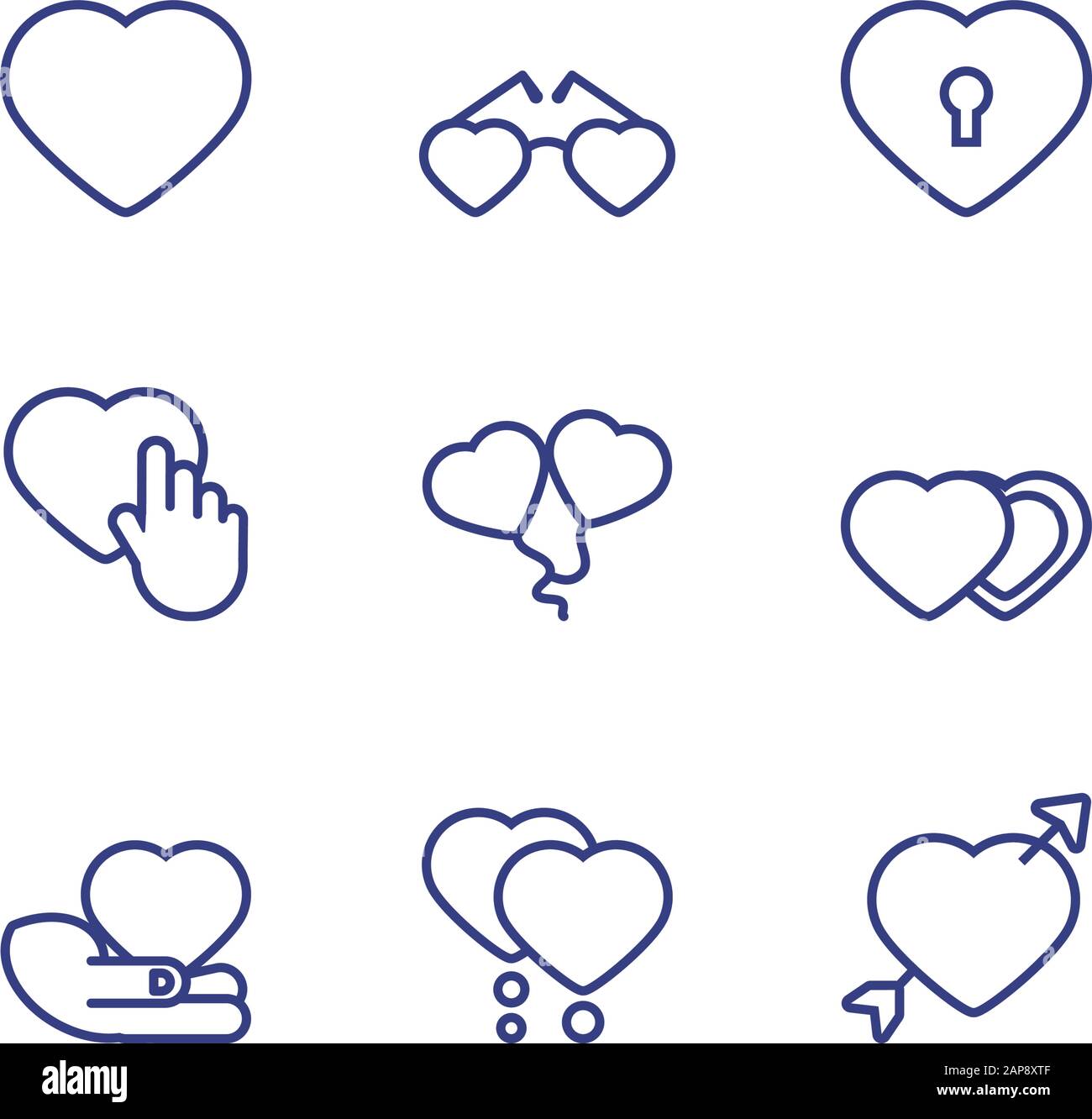 Icon set design of Love valentines day wedding passion romantic ...