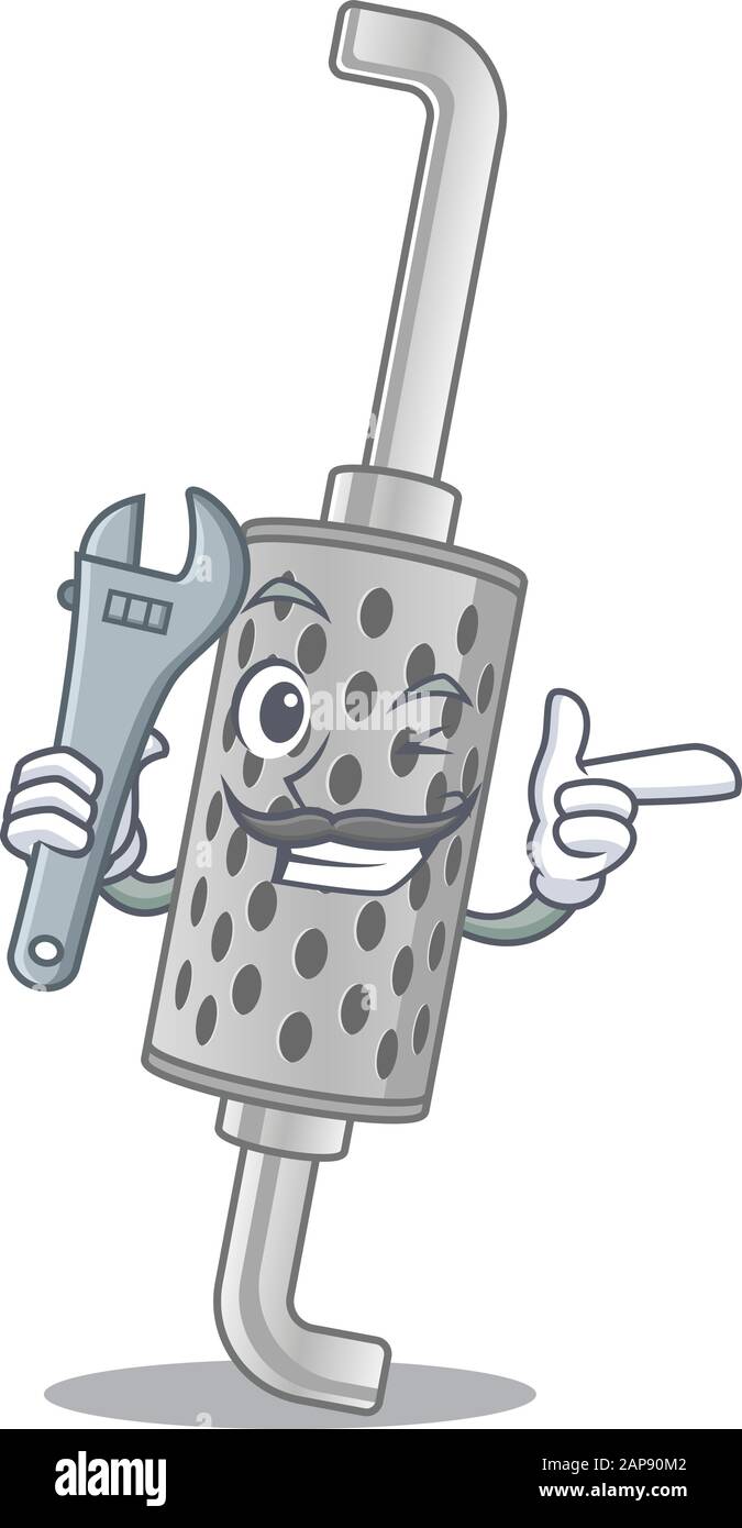 Smart Mechanic exhaust pipe cartoon character design Stock Vector Image & Art Alamy