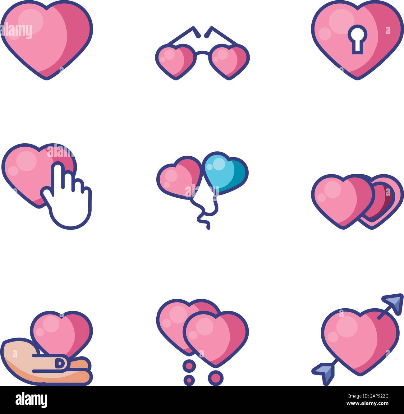 Icon set design of Love valentines day wedding passion romantic ...