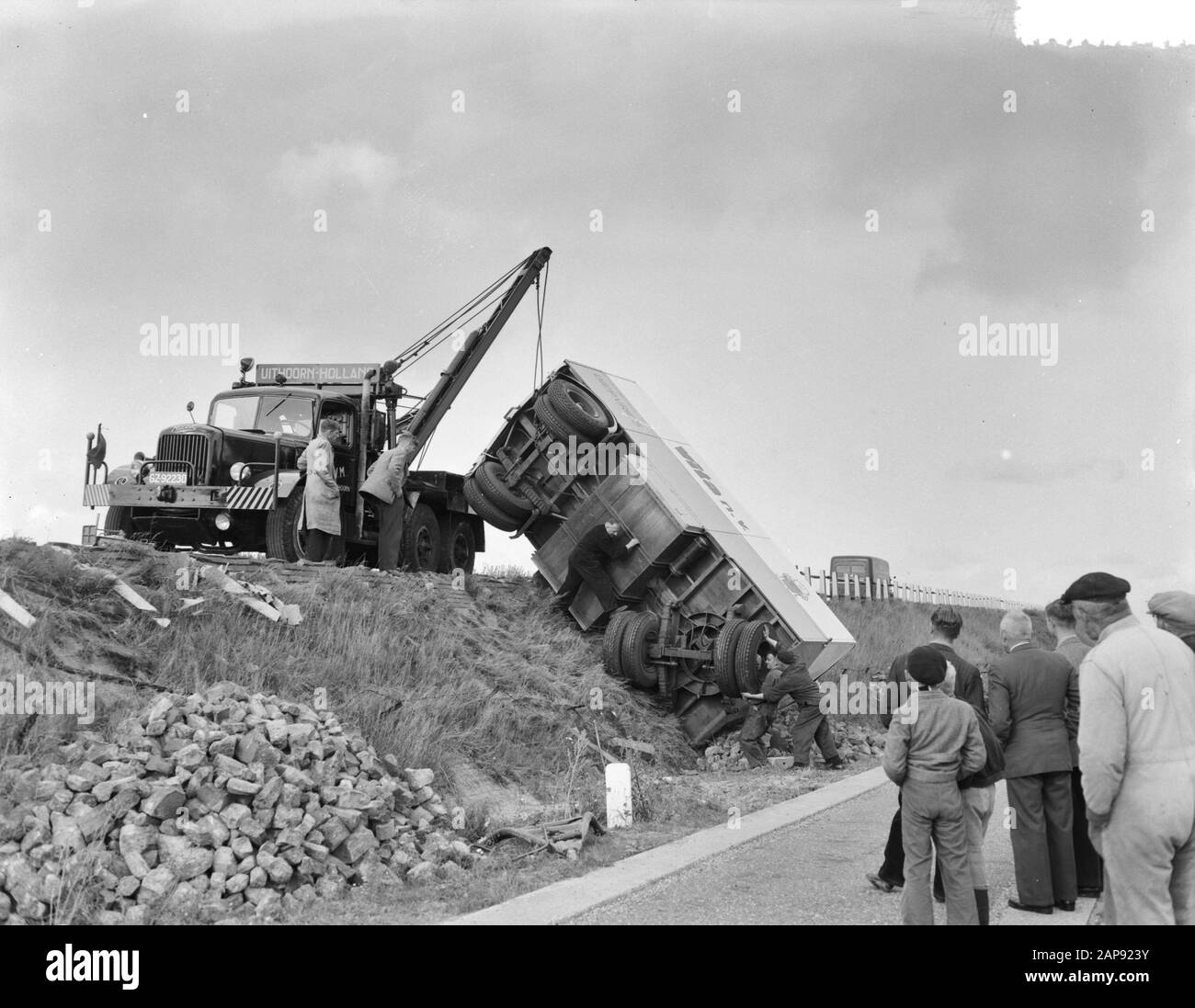 Storage of trailer, which flew on September 10 of the dike Date: September 11, 1953 Keywords: trailers, dikes Stock Photo