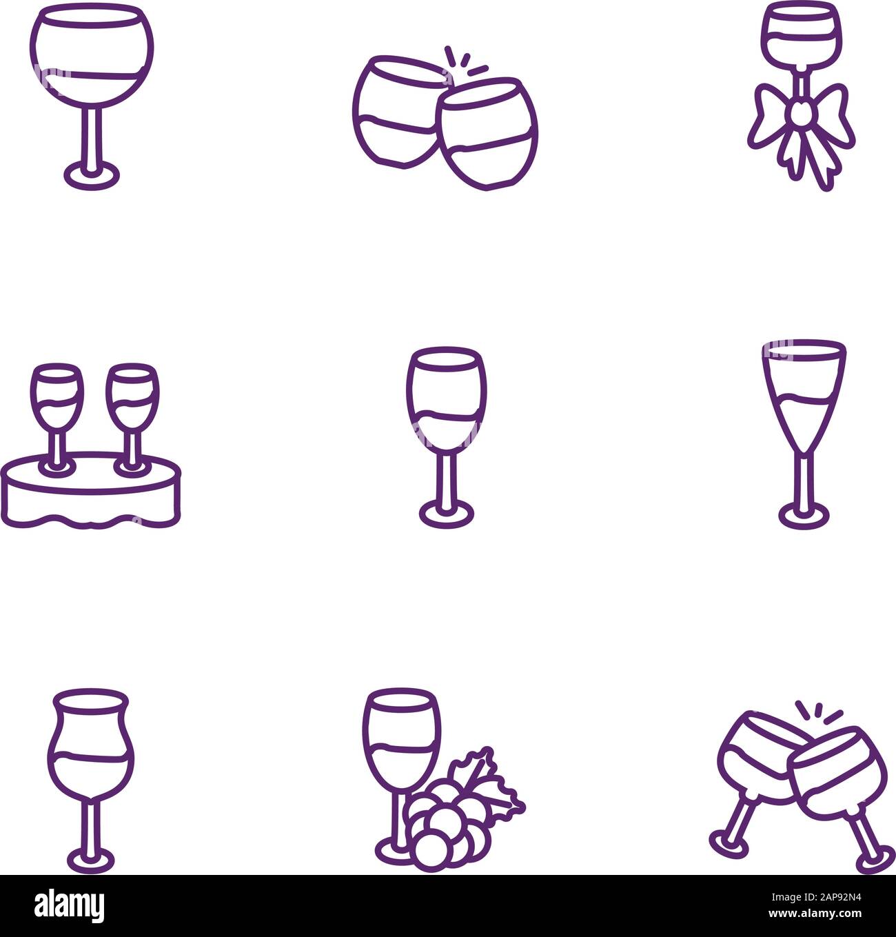 Wine icon set design of Winery alcohol drink beverage restaurant ...