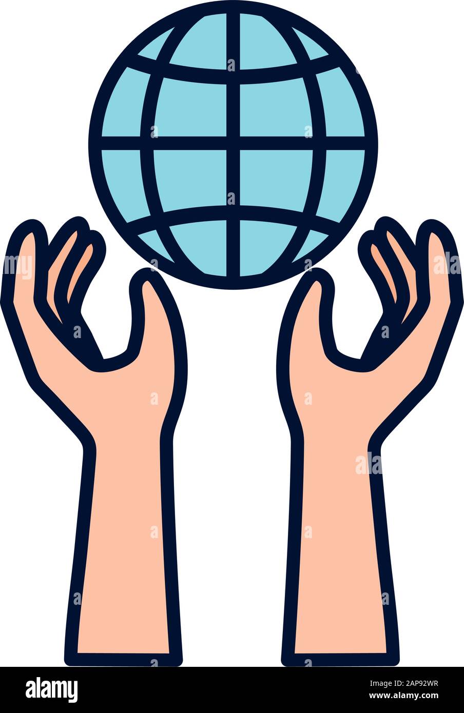 hands with world support charity and donation vector illustration Stock