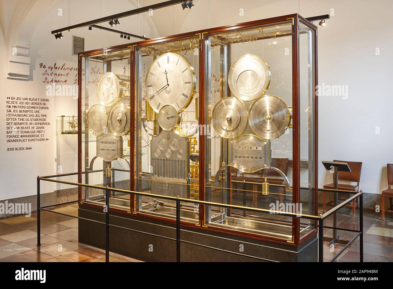 Mechanical world clock in Copenhagen city center. City Hall. Denmark