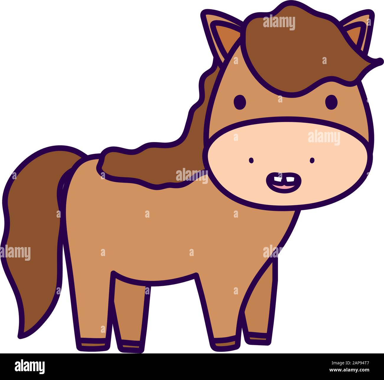 cute horse domestic farm animal cartoon vector illustration Stock ...