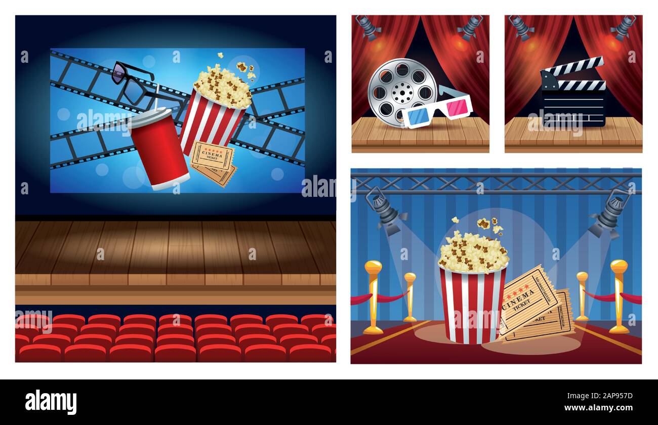 cinema entertainment with set scene icons Stock Vector Image & Art - Alamy
