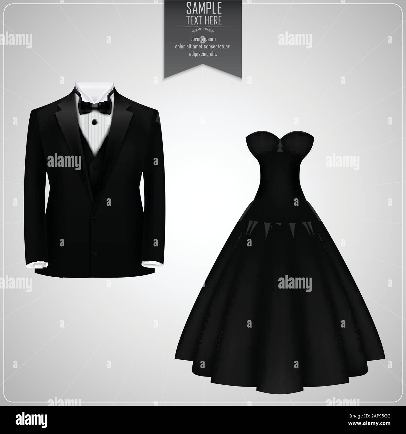 Black tuxedo and black bridal gown.Vector illustration Stock Vector ...