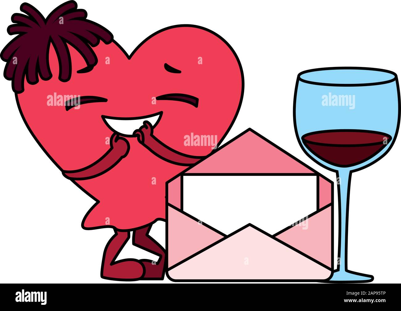 Heart Red With Hands And Envelope Design For Valentines Day Card