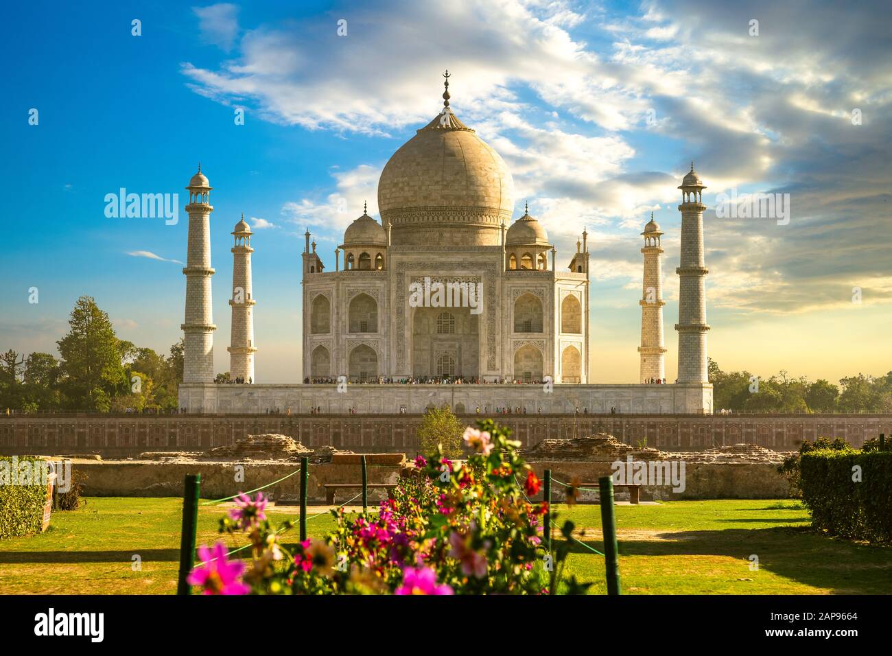 unesco Taj Mahal in Agra, India at dusk Stock Photo