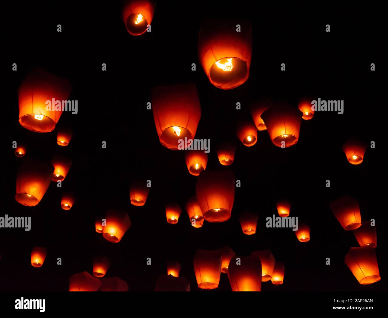 Paper lanterns at sky lantern festival, Pingxi, Taiwan Stock Photo