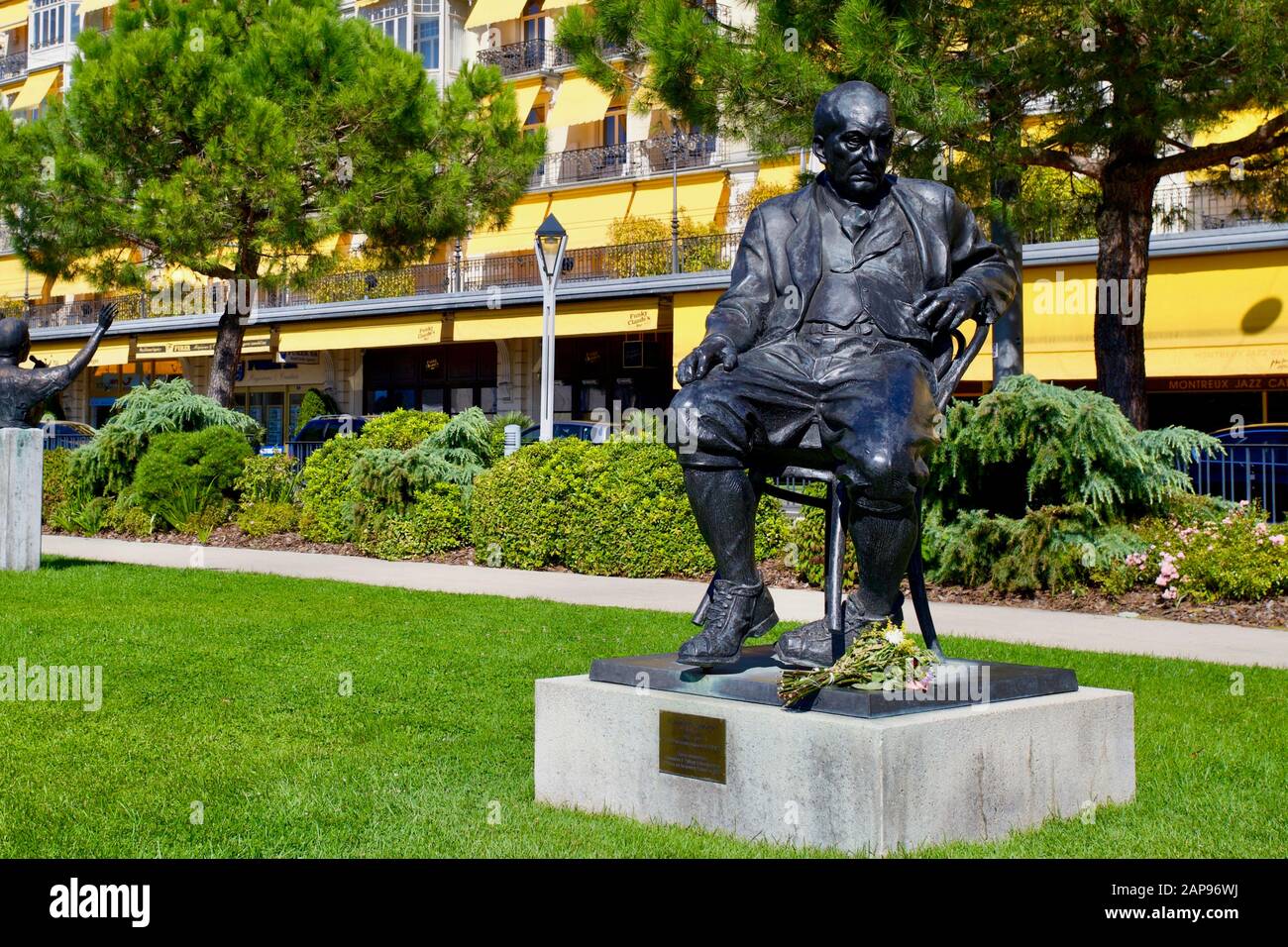 Vladimir Nabokov statue. Lake Geneva, Montreux, Canton Vaud, Switzerland. Stock Photo