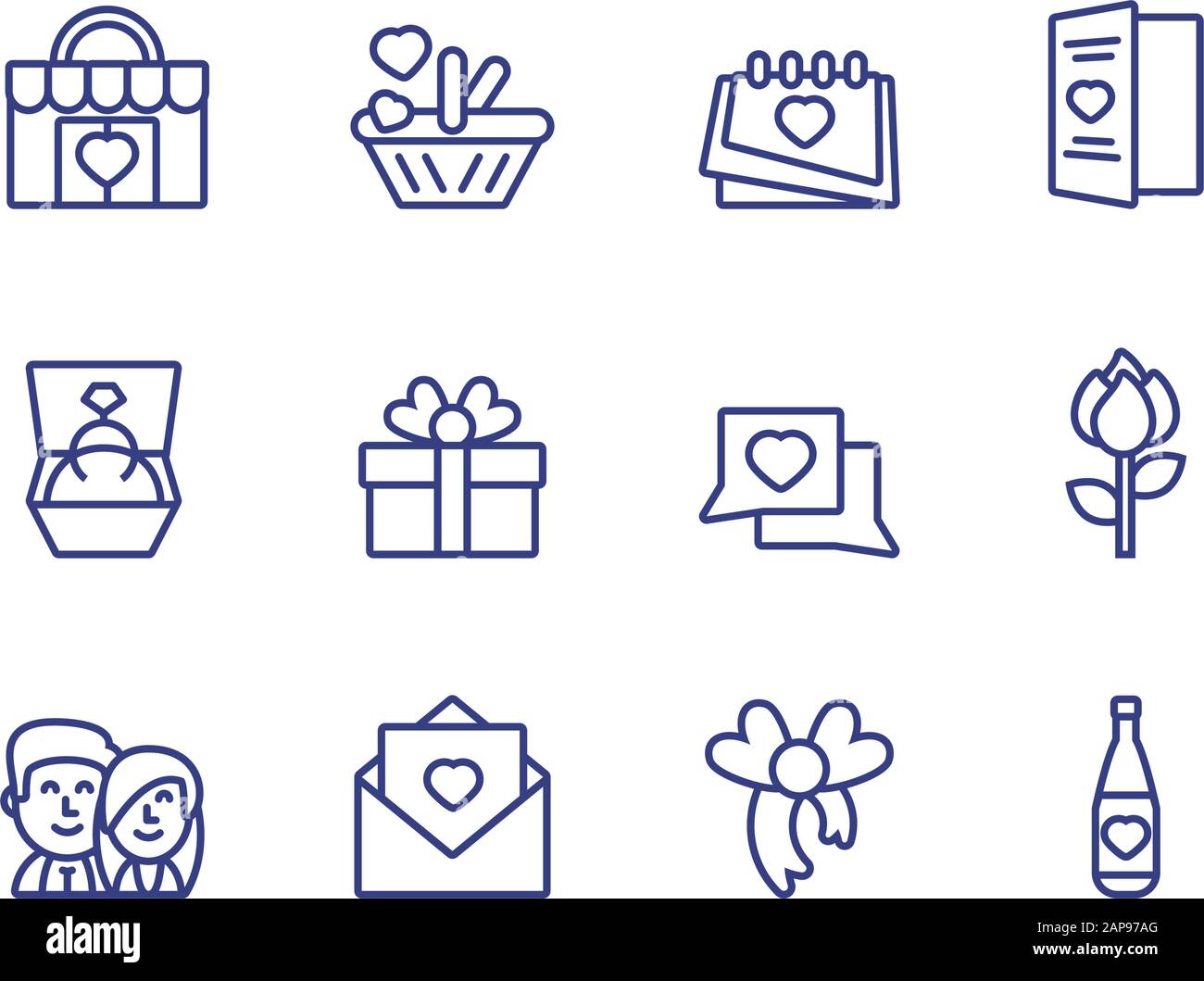 Icon set design of Love valentines day wedding passion romantic ...