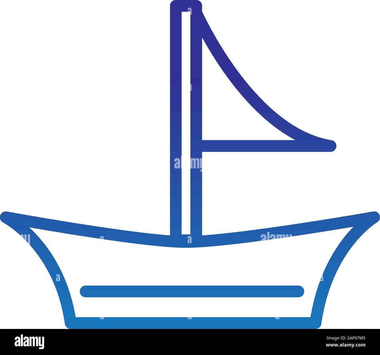sailboat transport marine life thick line blue vector illustration Stock Vector