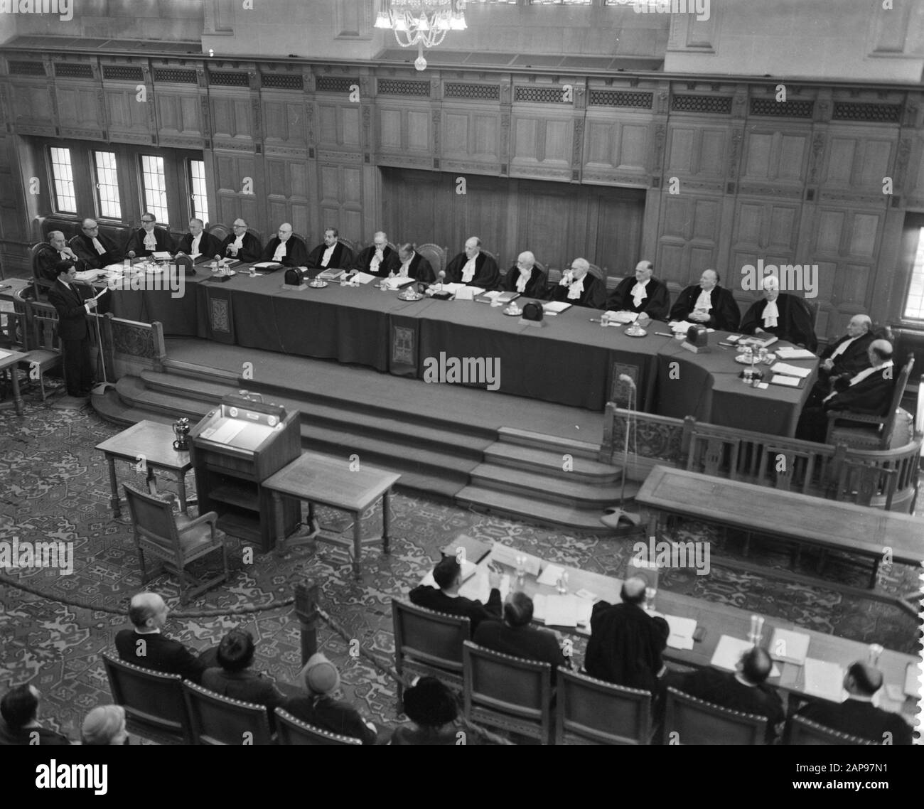 Treatment by the International Court of Justice in The Hague of the Israeli Bulgarian aircraft incident Date: March 16, 1959 Location: The Hague, Zuid-Holland Keywords: judgments Stock Photo