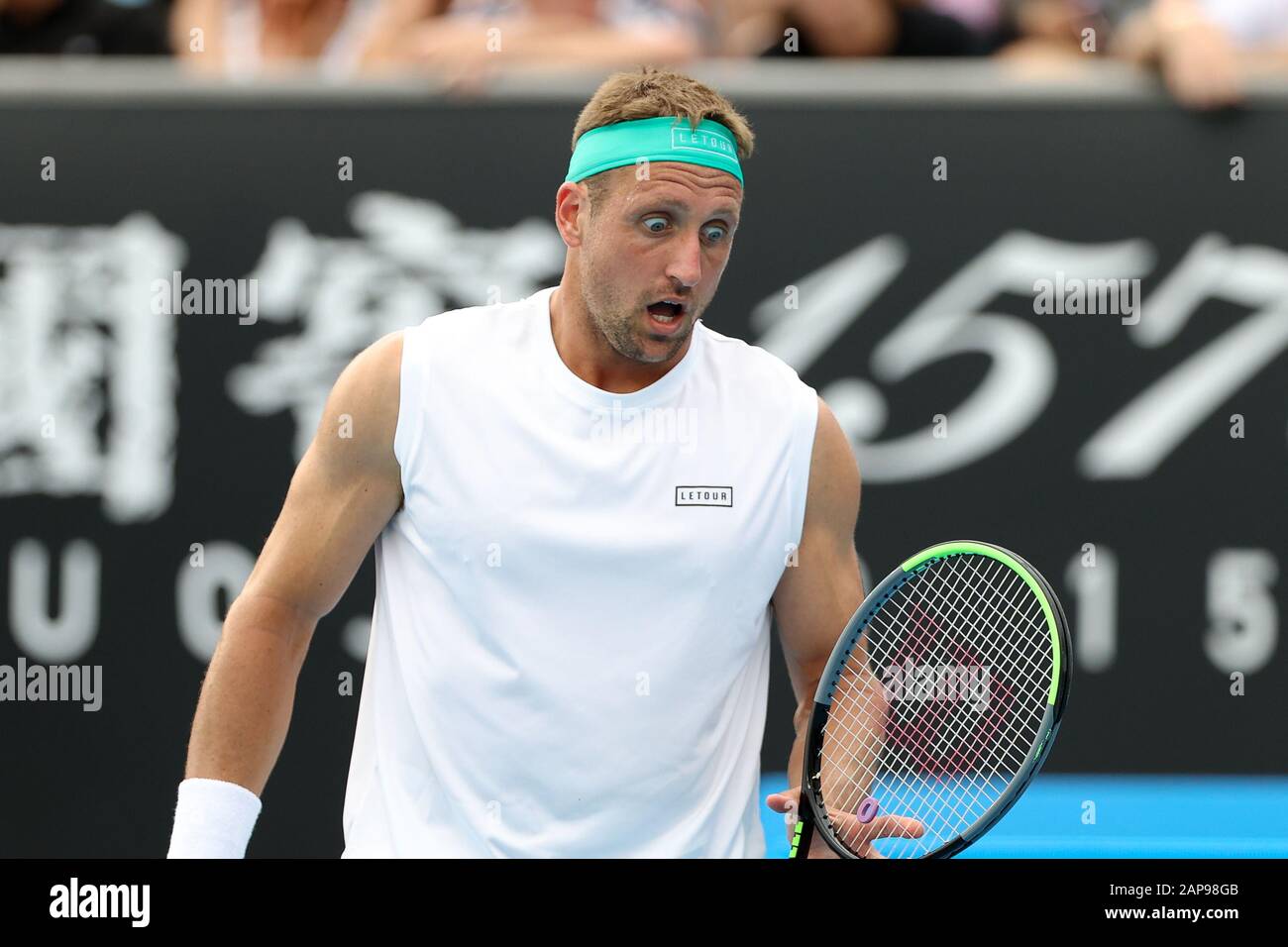 Melbourne, Australia. 22nd Jan, 2019. Tennys Sandgren of USA defeated  Matteo Berrettini of Italy in a five set thriller 7-6 6-4 4-6 2-6 7-5  during the second round match at the ATP