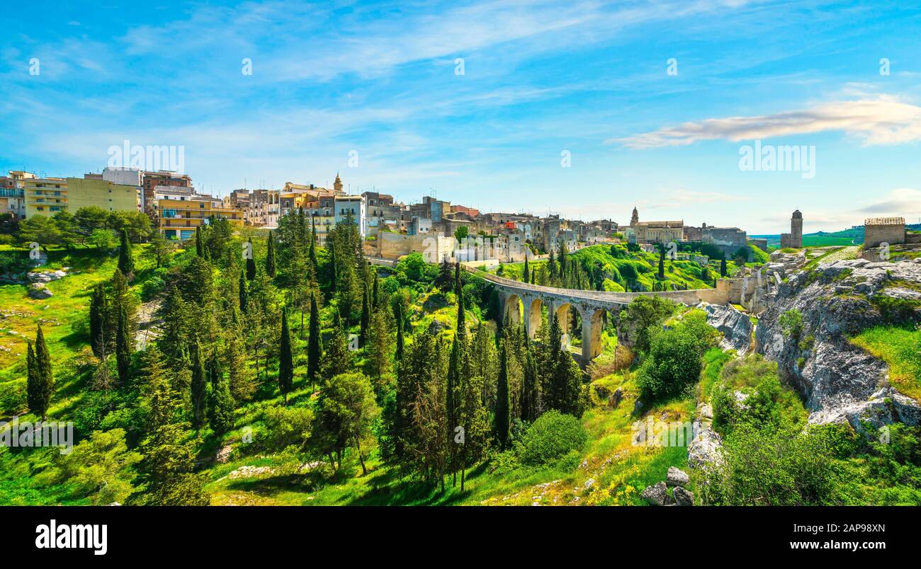 Gravina in Puglia ancient town, bridge and canyon. Apulia, Italy. Europe Stock Photo