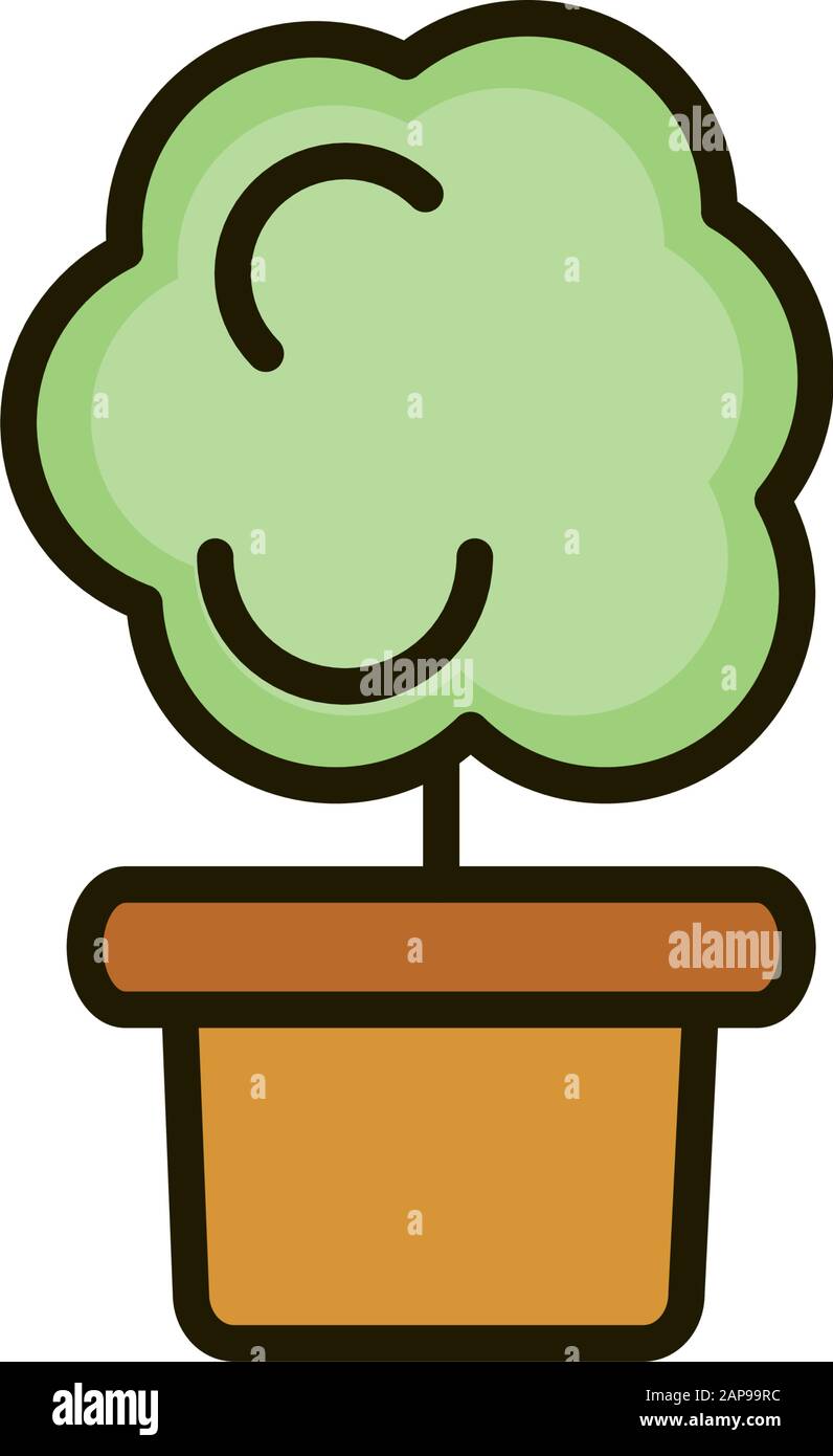tree in pot decoration nature drawing vector illustration Stock Vector ...
