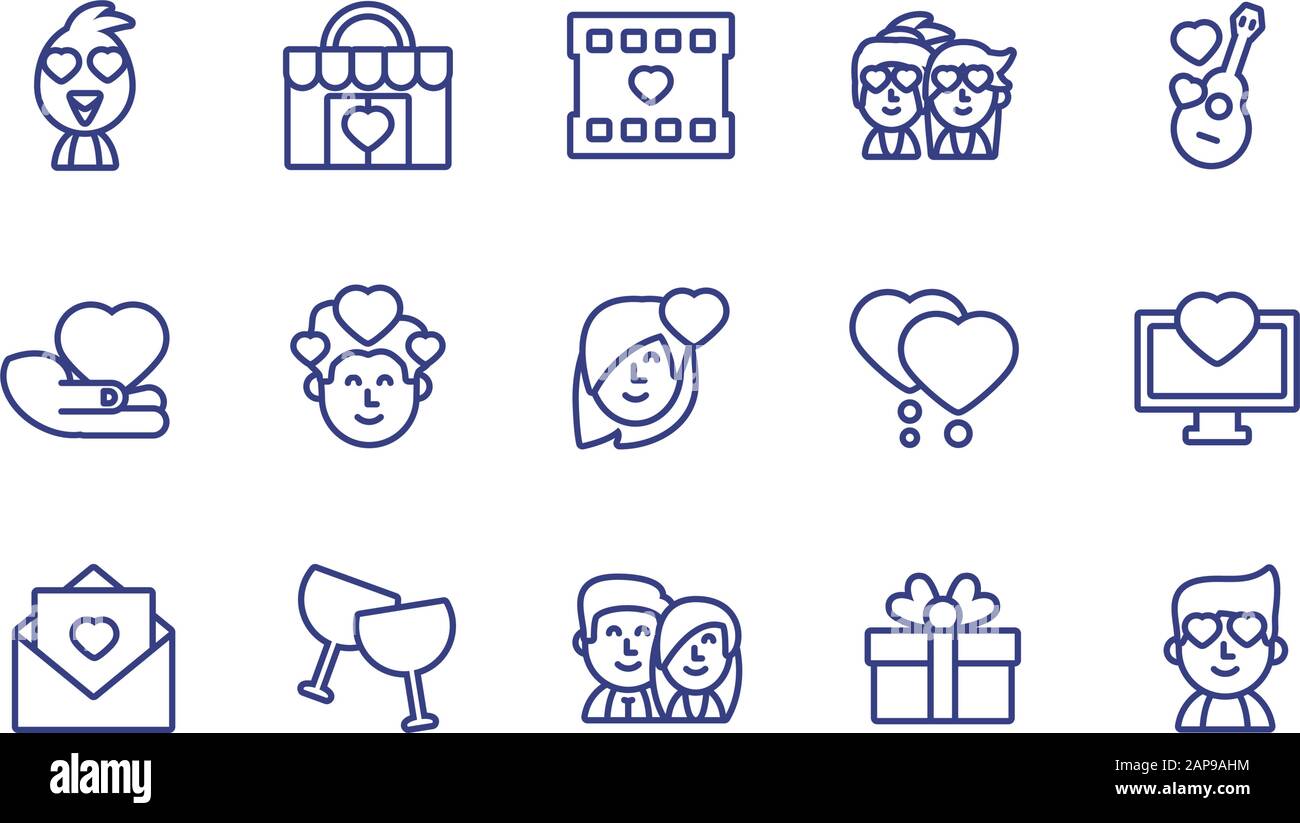 Icon set design of Love valentines day wedding passion romantic ...
