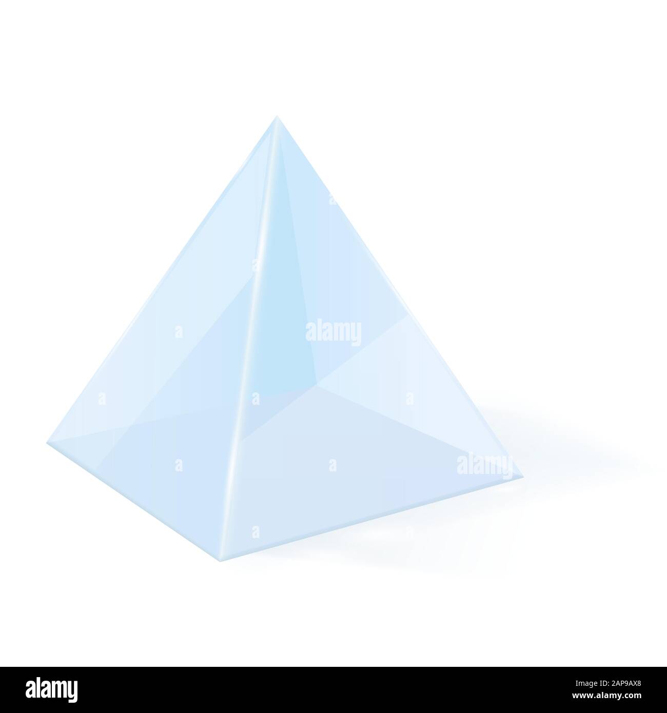 Transparent pyramid. 3d glass blue geometric shape Stock Vector