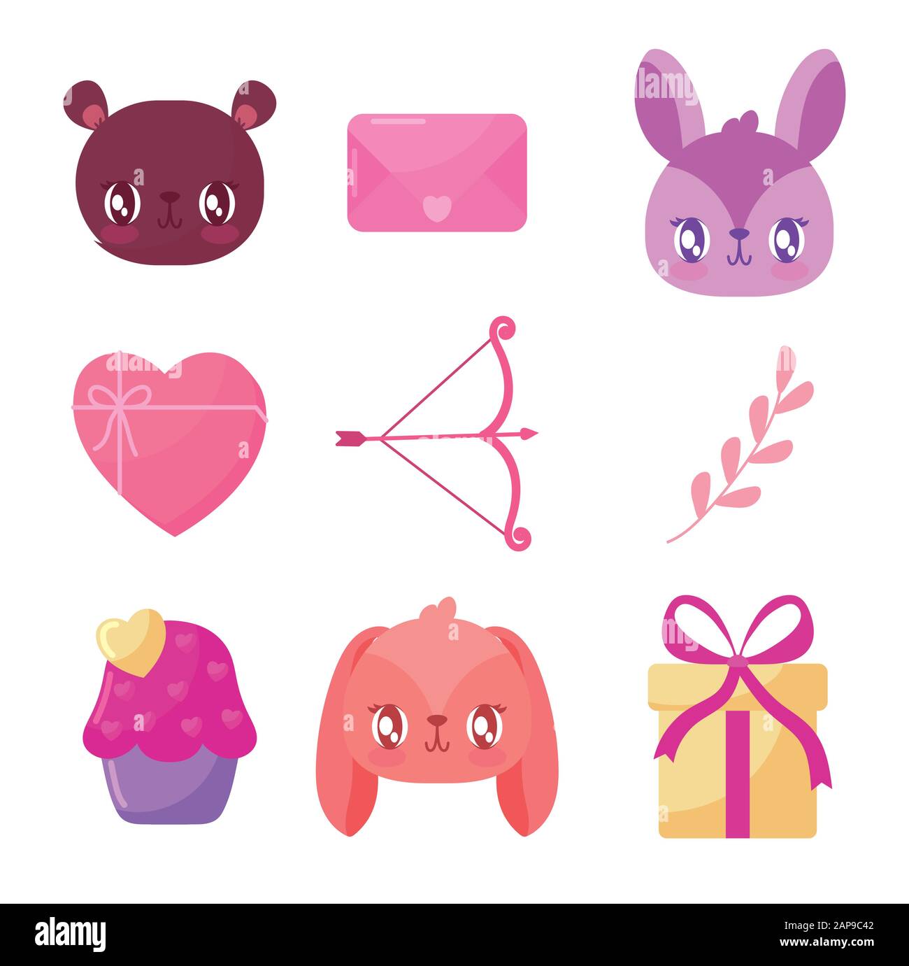 Icon set design of Love happy valentines day wedding passion romantic ...