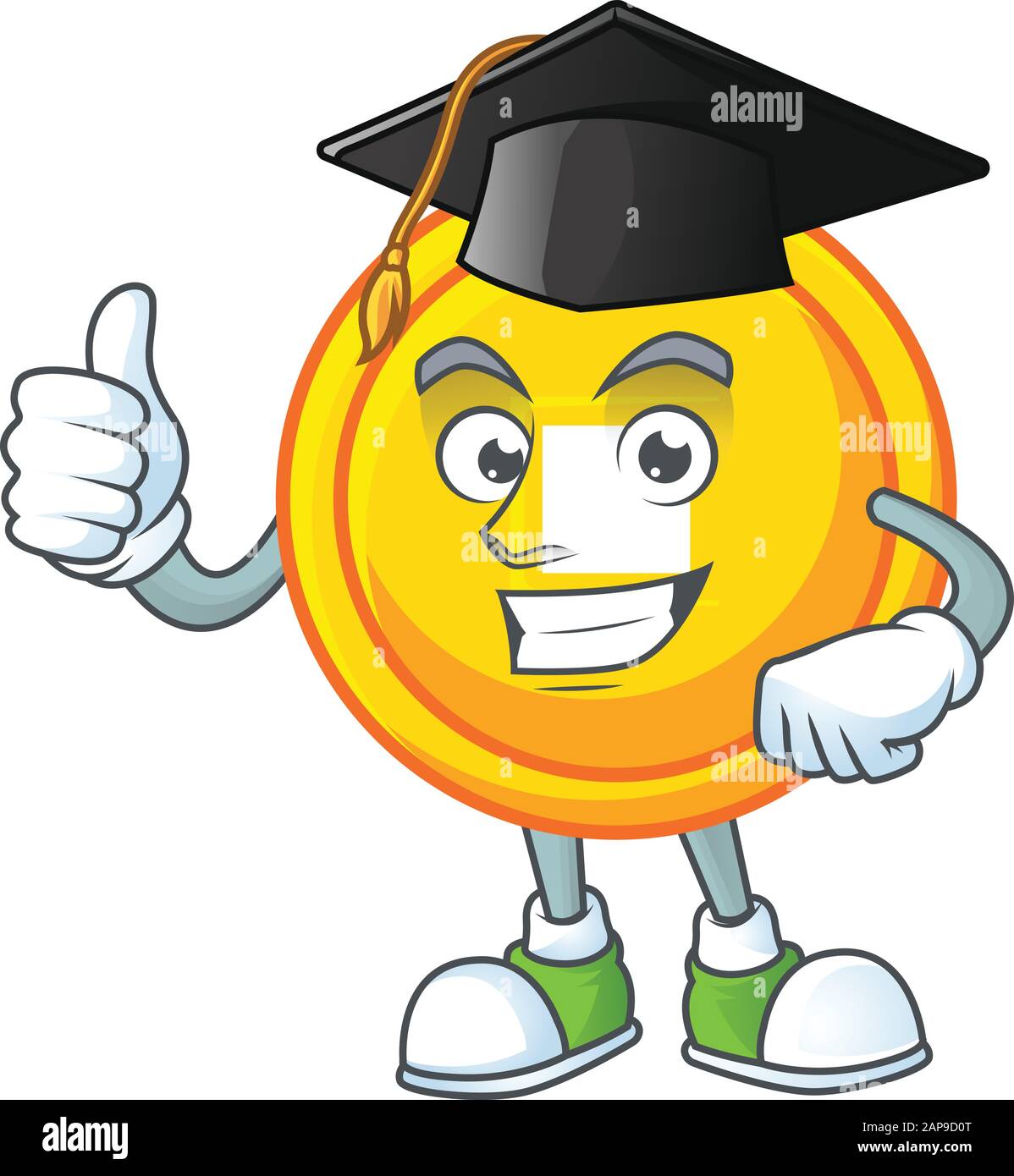 Graduation Icon Chinese happy and proud of chinese gold coin wearing a black Graduation hat ...