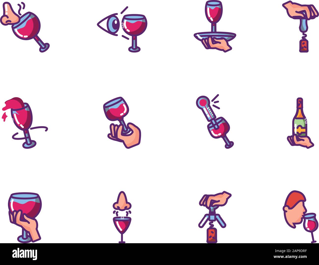 Wine icon set design of Winery alcohol drink beverage restaurant ...