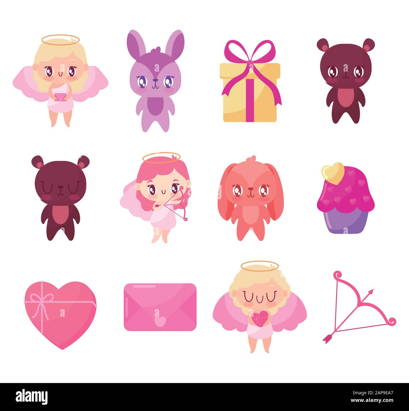Icon set design of Love happy valentines day wedding passion romantic ...