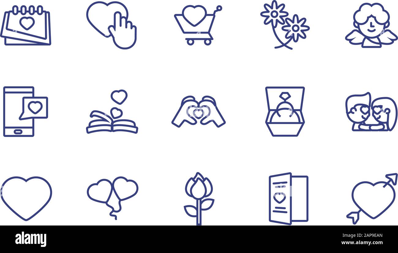 Icon set design of Love valentines day wedding passion romantic ...