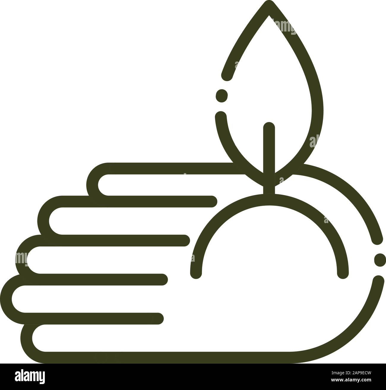 hand with leaf foliage ecology nature line design vector illustration ...