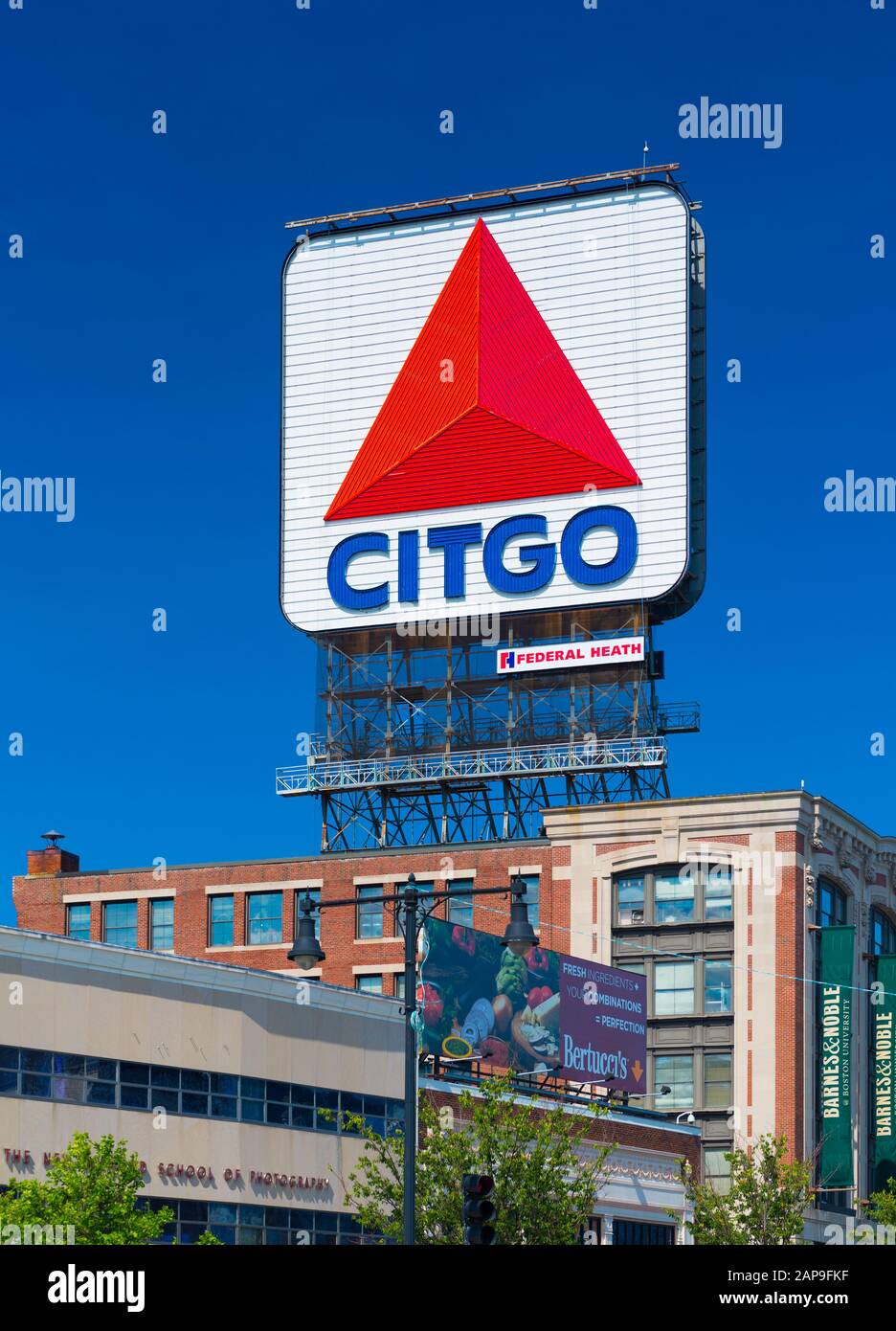 Boston, MA - July 2016, USA: Big billboard with the logo of Citgo petrol and fuel industry company (Fenway Park, Kenmore Square) Stock Photo