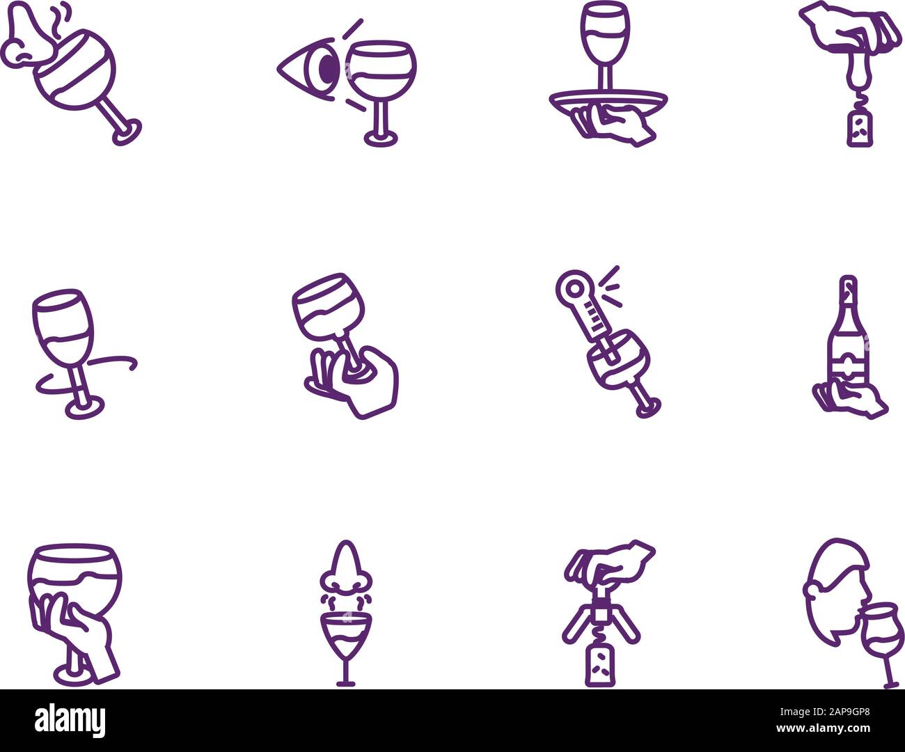 Wine icon set design of Winery alcohol drink beverage restaurant ...